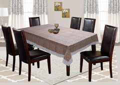 Kuber Industries Checkered Design PVC 6 Seater Dining Table Cover (Light Brown)-CTKTC030304
