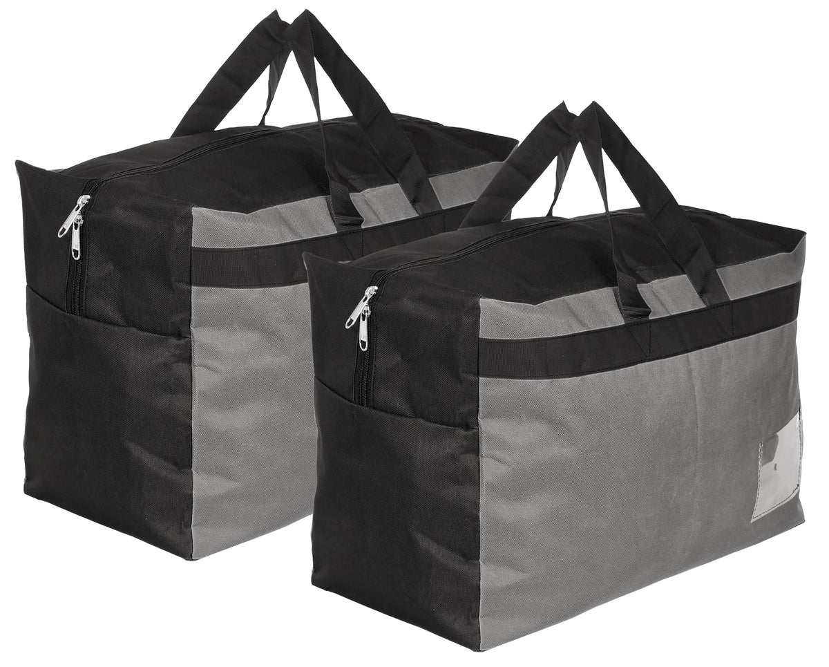 Kuber Industries Canvas Multi-Purpose Storage Bag/Clothing Storage Organizer,Set of 2 (Black & Grey)