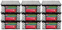 Kuber Industries Saree Covers With Zip|Saree Covers For Storage|Saree Packing Covers For Wedding|Pack of 9 (Black & White)