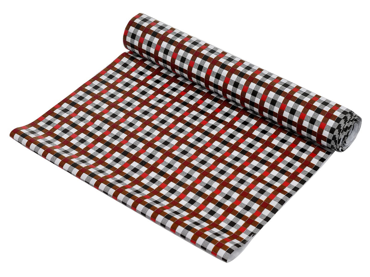 Kuber Industries Check Printed PVC Anti Slip Skid Shelf Mat, 10 Mtr (Maroon)