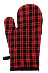 Kuber Industries Check Design Heat Resistant Cotton Kitchen Oven Mitt Microwave Glove Set, Non-Slip Grip and Hanging Loop for Kitchen, Cooking, Baking, Set of 2 (Multi), (Model: HS_37_KUBMART020608)