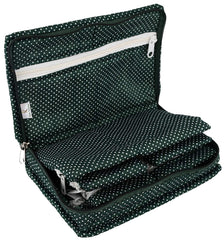 Kuber Industries Cotton Dot Printed Jewellery Pouch Cum Makeup Organiser Kit (Green & Brown)-Pack of 2-KUBMART15456