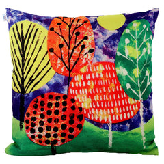 Heart Home Cushion Cover|Sofa Cushion Covers|Mushroom Tree Print Sitting Cushion Cover|Polyester Cushion Filler|16x16 Inch|Set of 5 (Green)