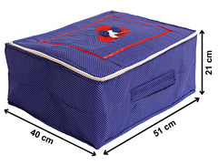Heart Home Dot Printed Cotton Saree Cover, Clothes Organiser For Wardrobe, Storage Bag, Regular Clothes Storage Bag(Blue)-HS_38_HEARTH20965