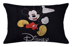 Kuber Industries Disney Mickey Print Silk Special Long Crush Pillow Cover- Set of 4, Black-KUBMART0182