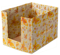 Kuber Industries Flower Printed Multiuses Non-Woven Closet Organizer With Handles- Pack of 4 (Yellow) -HS43KUBMART26483