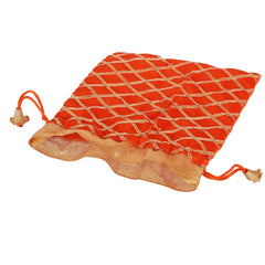 Kuber Industries Potli Bags Handbags for Women Gifting Wristlets for Wedding, Festival, Kitty Subh Shagun-Pack of 2 (Orange)