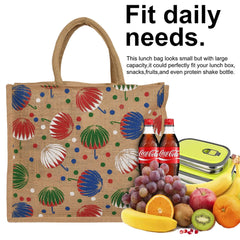 Kuber Industries Umbrella Print Jute Reusable Eco-Friendly Hand Bag/Grocery Bag For Man, Woman With Handle Pack Of 3 (Brown) 54KM4368
