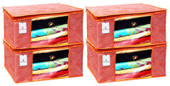 Kuber Industries Leheriya Design 4 Piece Non Woven Saree Cover, Large, Orange - CTKTC15193