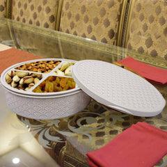 Kuber Industries Lexus Design Plastic Solitaire Multipurpose Dry Fruits/Masala Box with 4 Sections (Cream)-CTKTC14111