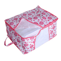 Kuber Industries Floral Non Woven Underbed Storage Organiser, Pink, Standard (Rbed25)