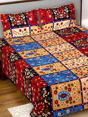 Kuber Industries Leaf Design Glace Cotton Double Bedsheet with 2 Pillow Covers (Brown) - CTKTC040421