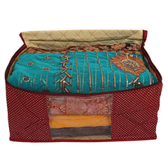 Kuber Industries Hathkadi 3 Piece Cotton Saree Cover, Maroon
