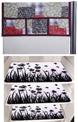 Kuber Industries Jungle Design 3 Pieces PVC Fridge Mats and 3D Checkered Design 1 Piece Fridge Top Cover (Maroon) - CTKTC39764,Standard