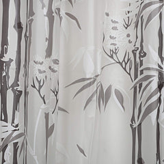 Kuber Industries Bamboo Design PVC Shower Curtain with Hooks, 54x84 Inch, Grey, Washable