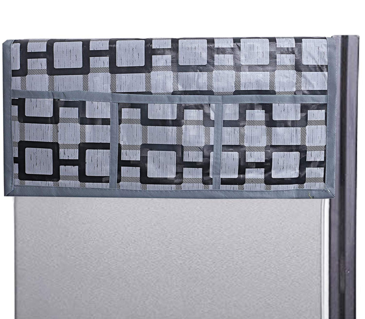Kuber Industries Checkered Design PVC Fridge/Refrigerator Top Cover (Grey) CTKTC33849
