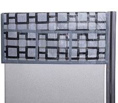 Kuber Industries Checkered Design 3 Pieces PVC Fridge Mats,2 Piece Handle Cover and 1 Piece Fridge Top Cover (Grey) CTKTC34096