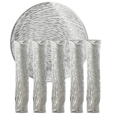 Kuber Industries Cutwork Design Soft Leather 6 Pieces Dining Table Round Placemat Set (Silver) - CTKTC045889