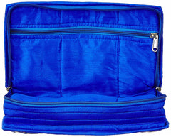 Kuber Industries Designer Cotton Jewellery Box, Blue, Standard (KU0416)
