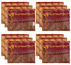 Heart Home Bandhani Print PVC Foldable Single Saree Cover|Clothes Storage For Saree, Lehenga, Suit With Transparent Pack of 12 (Yellow)