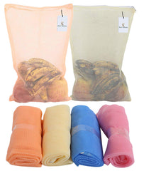 Kuber Industries 6 Pieces Reusable Mesh Fridge Storage Bags for Fruits and Vegetables (Multi)-KUBMART2839