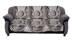 Kuber Industries Cotton Floral Design 5 Seater Sofa Cover Set (Brown, Standard, CTKTC029690) - 6 Pieces