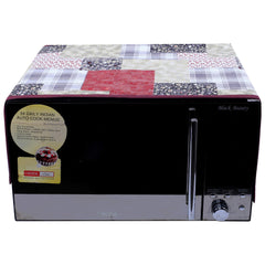 Kuber Industries 3D Checkered Design PVC Microwave Oven Top Cover 23 Liter with Utility 4 Pockets (Maroon) - CTKTC040674