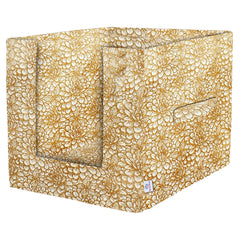 Heart Home Non-Woven Flower Print Foldable Shirt Stacker/Wardrobe Organizer For Shirts, Sarees, Lehengas With Handle Pack of 3 (Beige)