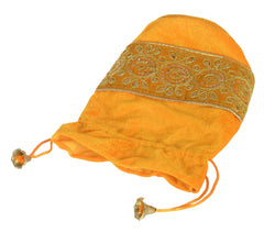 Heart Home Embroidered Design Drawstring Potli Bag Party Wedding Favor Gift Jewelry Bags-Pack of 2 (Red & Yellow)