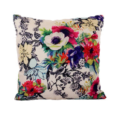 Kuber Industries Floral Design 5 Pieces Cotton Cushion Cover - 16"x16"(Cream)