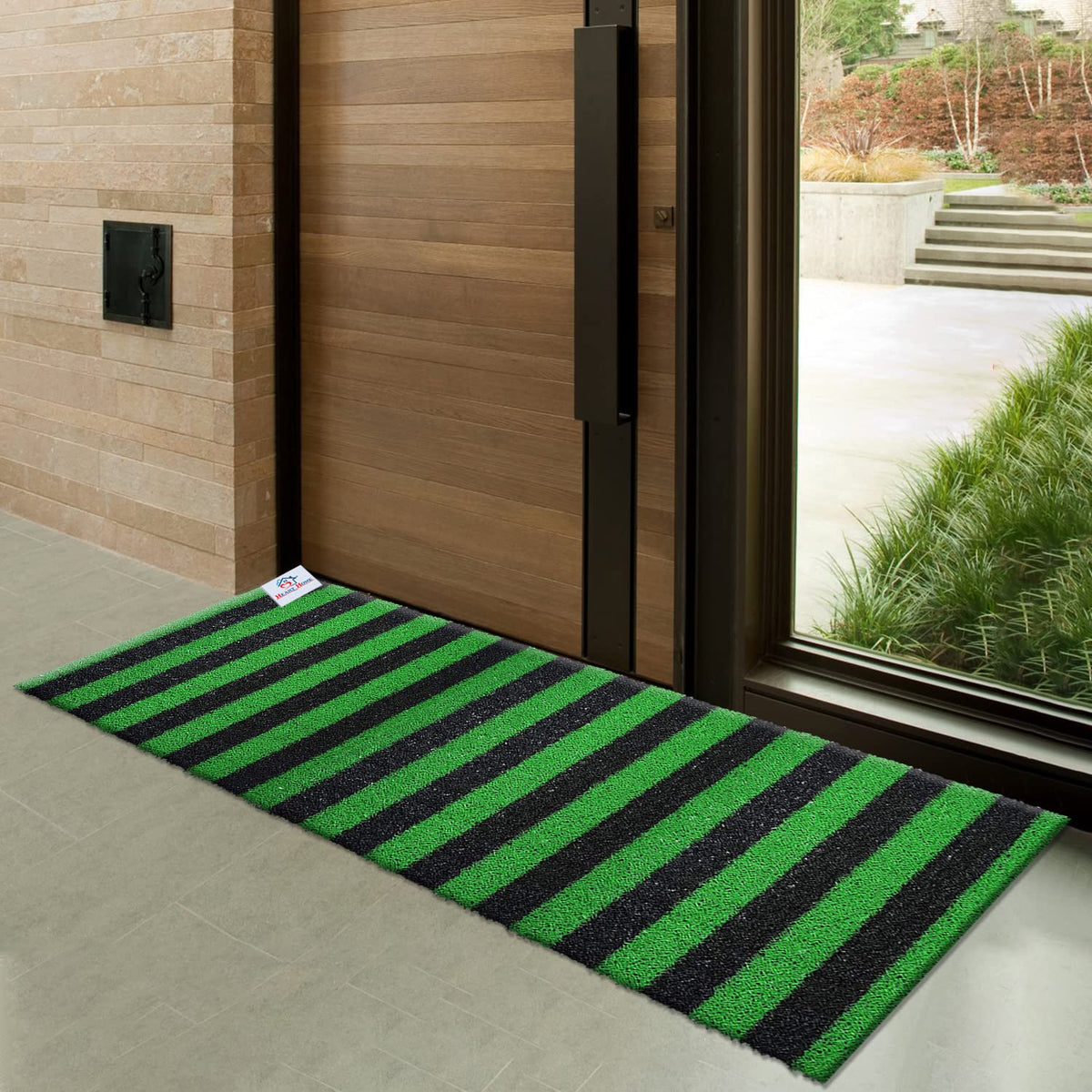 Heart Home Rubber Strips Design Door Mat for Porch/Kitchen/Bathroom/Laundry Room, 24"x48" (Green) 54HH4003.