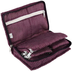 Kuber Industries Heart Home Cotton Multipurpose 7 Pocket Dot Printed Jewellery Storage Bag Pouch/Travel Kit Organizer (Purple)-Pack of 2-KUBMART15429