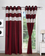 Heart Home Polyester Window Curtain 8 Eyelets,7 Feet (Maroon) 54HH4325.