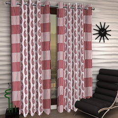 Kuber Industries Cairy Design 2 Pieces Polyester Eyelet Door Curtain 7 Feet (Maroon)-CTKTC14219