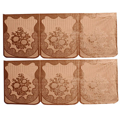 Kuber Industries Floral 6 Piece Velvet 5 Seater Sofa Cover Set - Gold