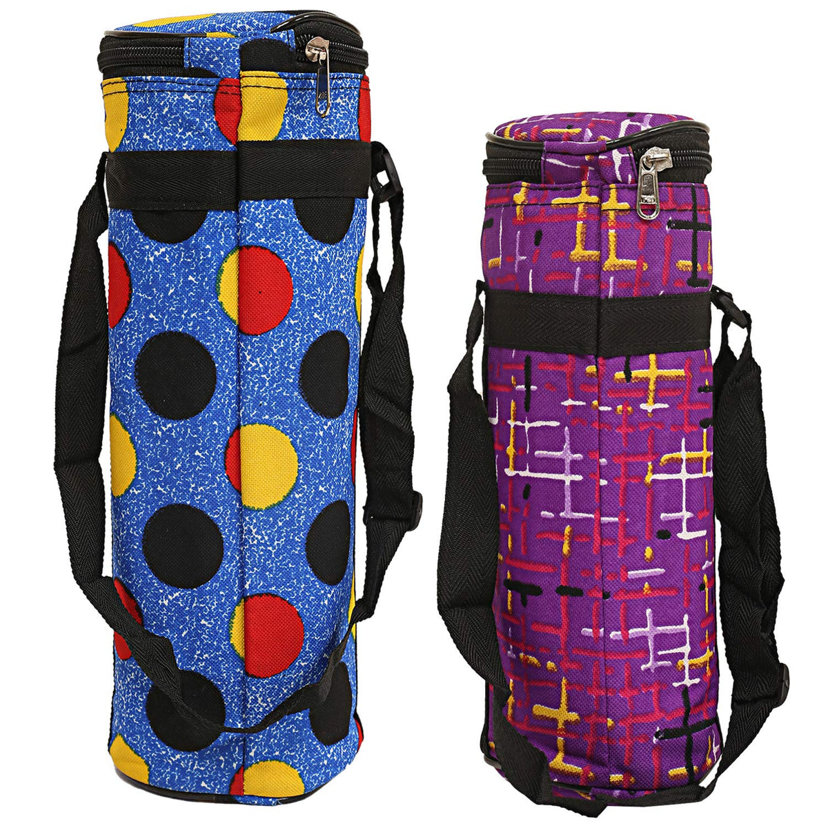 Kuber Industries Canvas Small & Large Size Water Bottle Cover (Blue) Set of 2 Pcs