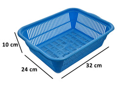 Kuber Industries 4 Pieces Plastic Kitchen Vegetables and Fruits Basket Multipurpose Organizers,Small Size,Blue & Red