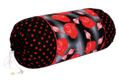 Kuber Industries Flower Design Premium Cotton Bolster Covers, 16 x 30 inch, Set of 4 (Black) (Model: HS_37_KUBMART020008)