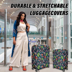 Heart Home Marvel Avengers Luggage Cover | Polyester Travel Suitcase Cover | Washable | Stretchable Suitcase Cover | 18-22 Inch-Small | 26-30 Inch-Large | Pack of 2 | Blue