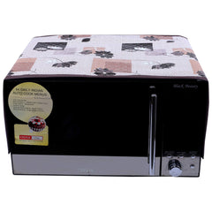 Kuber Industries Flower Design PVC Microwave Oven Top Cover 30 Liter with Utility 4 Pockets (Brown) - CTKTC040685