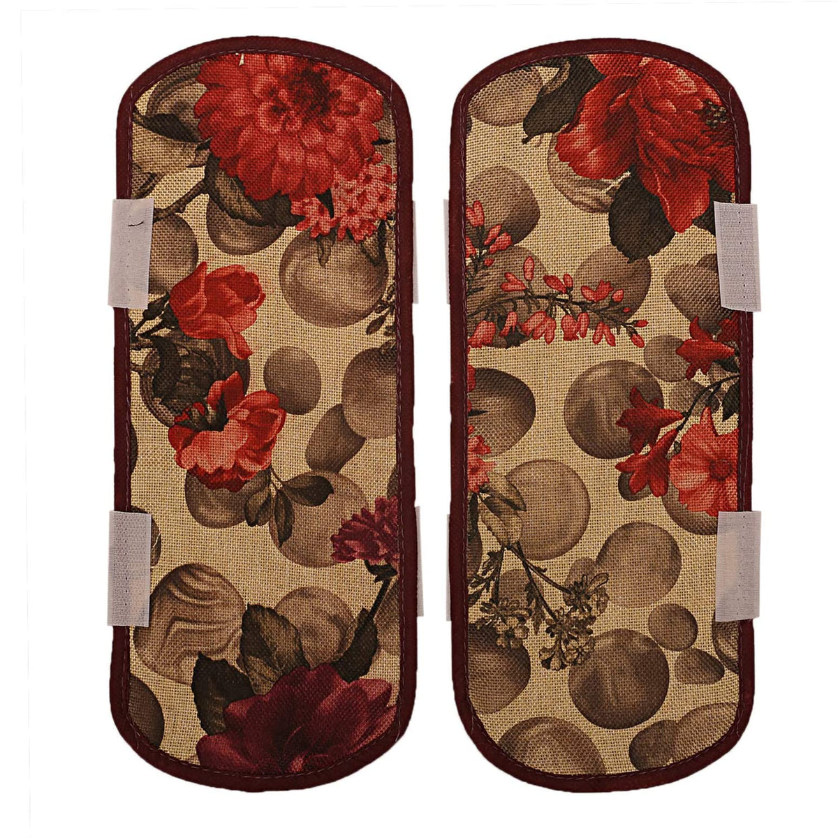 Kuber Industries Leaf Design Jute 2 Piece Fridge Handle Cover - Multicolour (CTKTC01119)