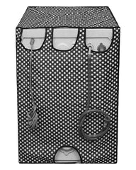 Heart Home Multiuses Dot Printed PVC Top Load Washing Machine Cover/Protector (Black)