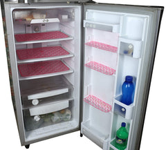 Kuber Industries Fridge Mat with Fridge Door Tray Mat 6 Pcs, Pink, Polyvinyl Chloride