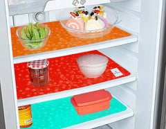 Kuber Industries Diamond Design 3 Pieces PVC Refrigerator/Fridge Multipurpose Drawer Mat Set(Green, Red and Orange)-CTKTC32409