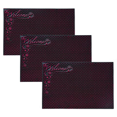 Kuber Industries Door Mat | Rubber Mud Trapper Mat | Welcome Mat | Floor mat | Door Mat for Home Entrance | Bathroom Mat | Entry Way Doormat | Pack of 3 | Black & Maroon