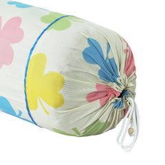 Heart Home Bolster Covers | Soft Cotton Bolster Cover Set | Diwan Round Bolster Pillow Covers | Multi-Flower Design Roll Masand Cover | 16x32 Inch | Pack of 2 | Cream