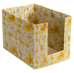 Kuber Industries Flower Design Foldable Rectangle Cloth Saree Stacker Cloth Wardrobe Organizer (Yellow)