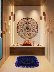 Heart Home Prayer Mat | Velvet Aasan Mat | Meditation Prayer Pooja Carpet Mat | Aasan Mat for Pooja | Self Pooja Prayer Mat | Traditional Aasan Prayer Mat | Pack of 2 | Blue