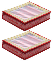 Kuber Industries Brocade Hardboard 2 Pieces Four Rod Bangle Box (Red) - CTKTC22895