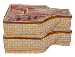 Kuber Industries Check Printed Transparent Blouse Cover With 1 Small Pocket (Set of 2,Gold)-HS_38_KUBMART21430